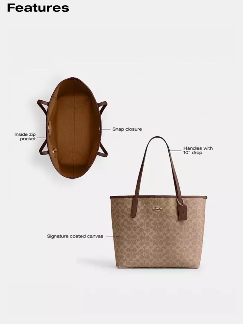 Coach City Tote Bag In Signature Canvas - Picture 9 of 10